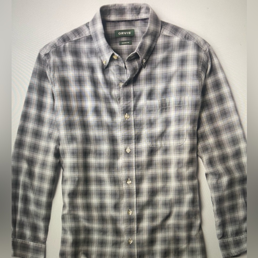 New Orvis Button down Blue Plaid - XXL